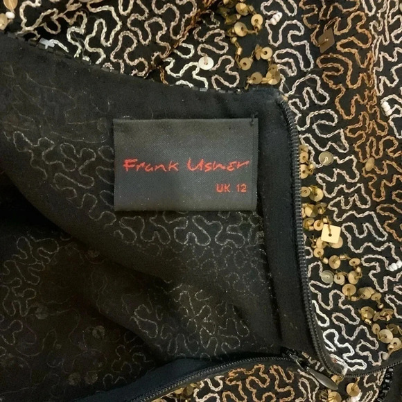 VINTAGE Black Silk Sparkly Sequin Top Size 10 - Picture 9 of 14